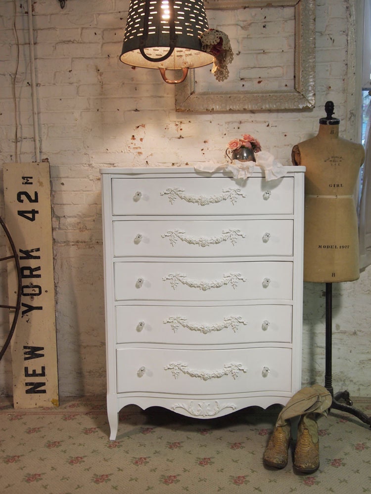 Painted Cottage Chic Shabby White French Dresser CH368