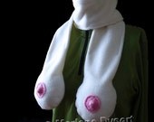 Boob Scarf - Neck Knockers - Ivory with Pink nipples - Humorous Gift for men and women