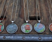 Personalized Map Pendant Necklace from Vintage Atlas 5 Necklaces