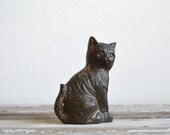 vintage brass cat