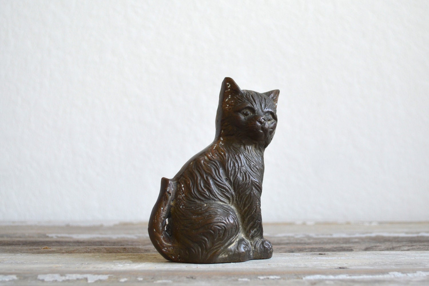 vintage brass cat