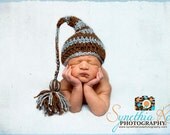 Newborn Elf Pixie Stocking Hat with long tail and tassel