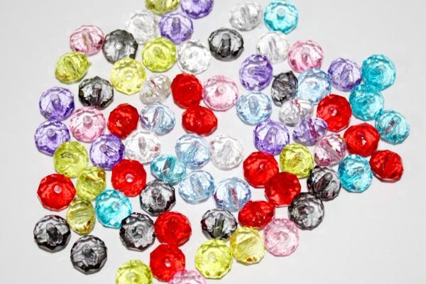 Acrylic faceted Rondells mixed colors, 6x10mm,30 Pieces