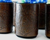 Custom Leather Wedding Koozie Hand Tooled Made to Order