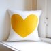 Heart Pillow Cover - White Linen and Yellow Felt 12"
