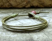 Simple Olive Green Leather Bracelet
