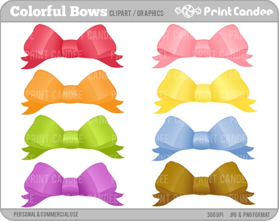Colorful Bows - BUY 2 GET 2 FREE - Personal and Commercial Use Digital Clip Art - birthday party, graphics, scrapbooking, card making