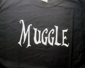 CLEARANCE Harry Potter Muggle t-shirt in black with white design size Adult S