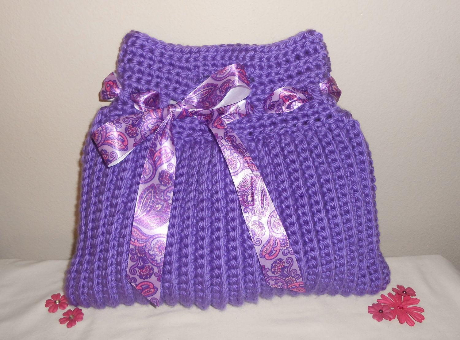 Crochet Tote Bag - handbag tote crochet bag purse purple pink market bag evening bag - Grape Soda Chunky Terrifically Textured Tote
