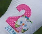 Custom girls Birthday Owl  and number appliqued tee shirt or onesie... Personalized name and number 1 thru 9  1st birthday