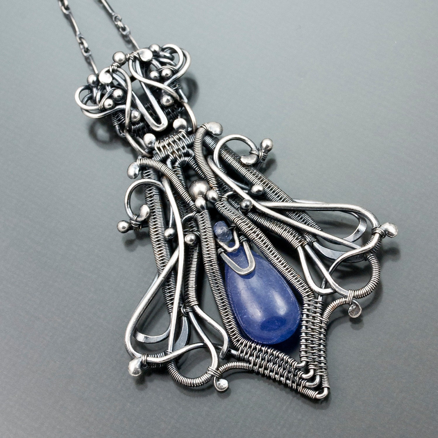 Tanzanite Necklace , Fine Silver Necklace - Veronica