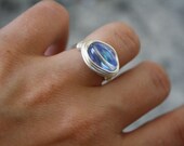 SALE - Blue Glass Ring - Size 6