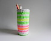 Neon stripes  Pencil Holder / Neon Office / modern office