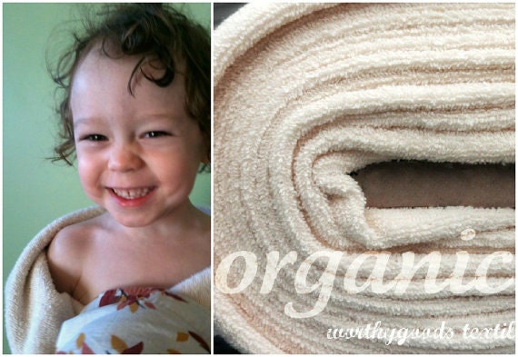 Organic Cotton Terry - Fat Quarter - Natural Lofty Absorbent Pile Creamy Cloth Towel Domestically Made