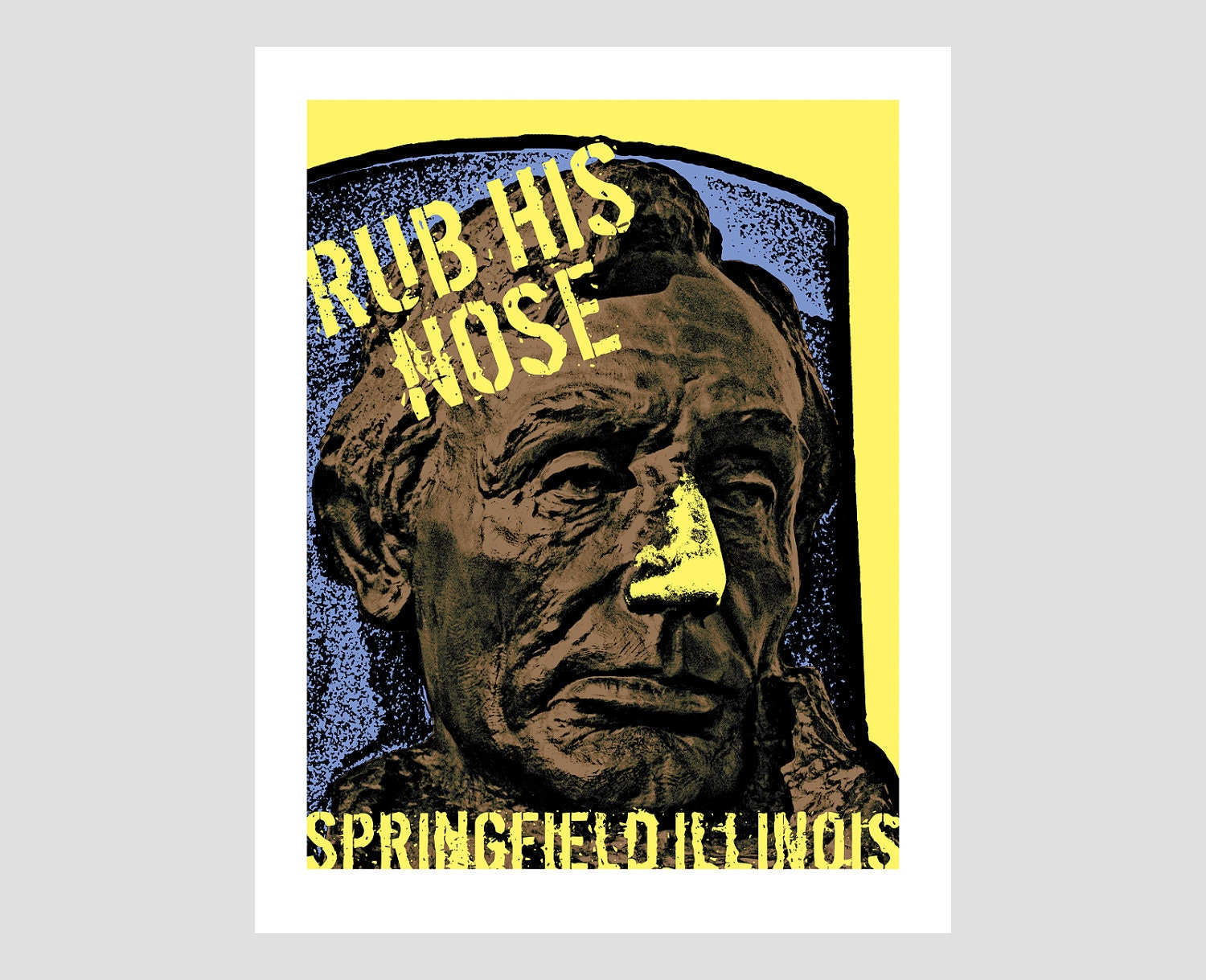 rub his nose lucky abraham lincoln abe springfield illinois route 66 mother road trip travel poster photo-graphic art print