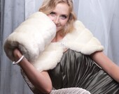 Bridal winter wedding faux fur custom 10" wide wrap shawl and Super Size muff set shrug & handwarmer