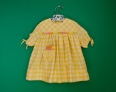 Vintage 1960s Yellow Gingham Dress with Diaper Cover- Size 2T