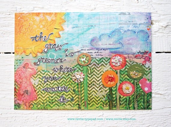 8 unique mixed media Postcards / 8 unieke mixed media ansichtkaarten