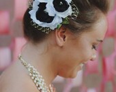 Black, White and Gold Hair Flower
