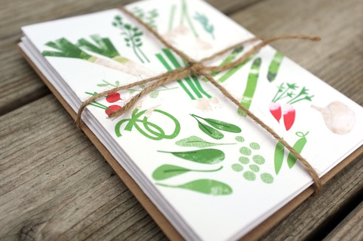 4 seasonal garden A6 CARDS with kraft envelopes