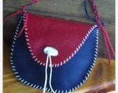DEER CLAN. Genuine Leather Medicine messenger purse, Deer Antler Toggle braided strap. Handmade by Chymiera