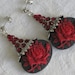 Floral Earrings, Red Earrings, Red, Rose, Silver, Vintage Inspired, OOAK, Earrings, Black Earrings, Flower