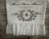 Handmade Flour Sack, Tea Towel, Farmhouse, Cottage Chic, Hostess Gift, Ruffle