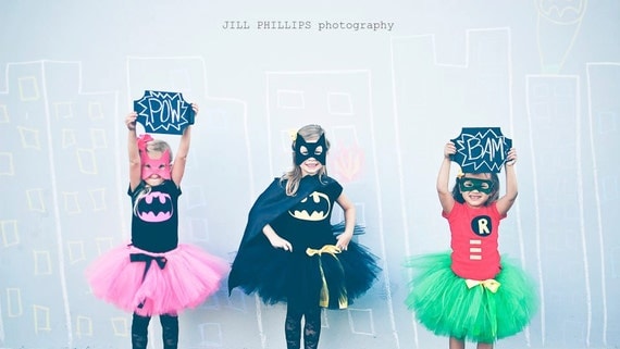 Robin Super Hero Tutu Costume inspired by Batman include tutu and shirt