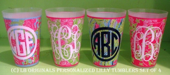 Set of 4 Personalized Lilly Pulitzer Tumblers