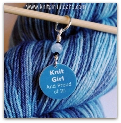 Knit Girl Stitch Marker (Light Blue)
