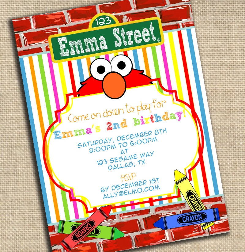 Sesame Street Elmo Invitation - PRINTABLE - Inspired By Sesame Street - By A Blissful Nest Il_570xn