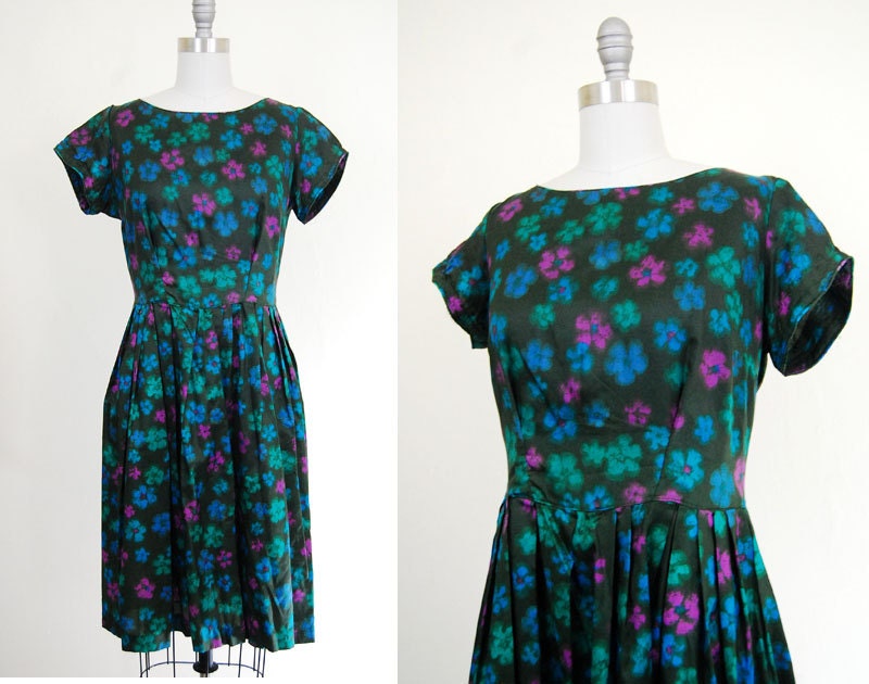 1950s Betty Barclay floral dress / medium