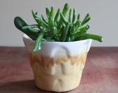 Vintage Ceramic Dip and Dye Yellow Glaze Planter