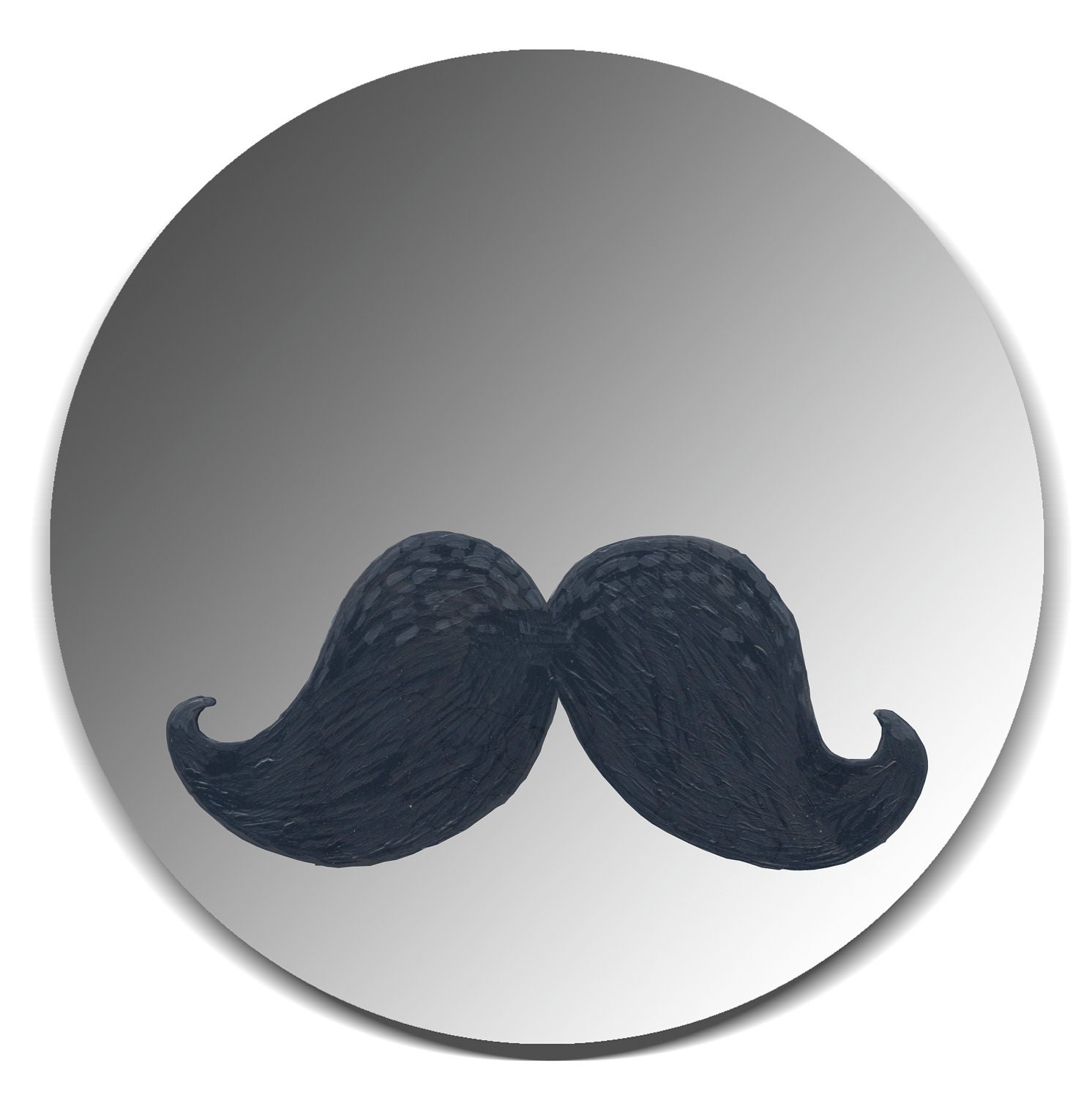 Hand painted mirror - Black Moustache