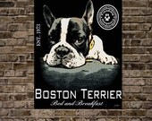 Boston Terrier Bed and Breakfast-Print 16x20-(See last photo for other options)