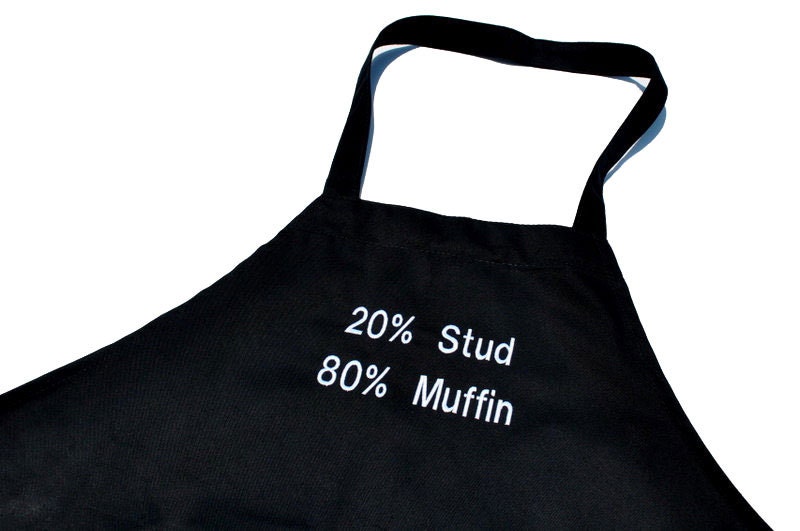 Father's Day Gift - Stud Muffin Black Cotton Mens  Neck Adjustable Grilling Apron