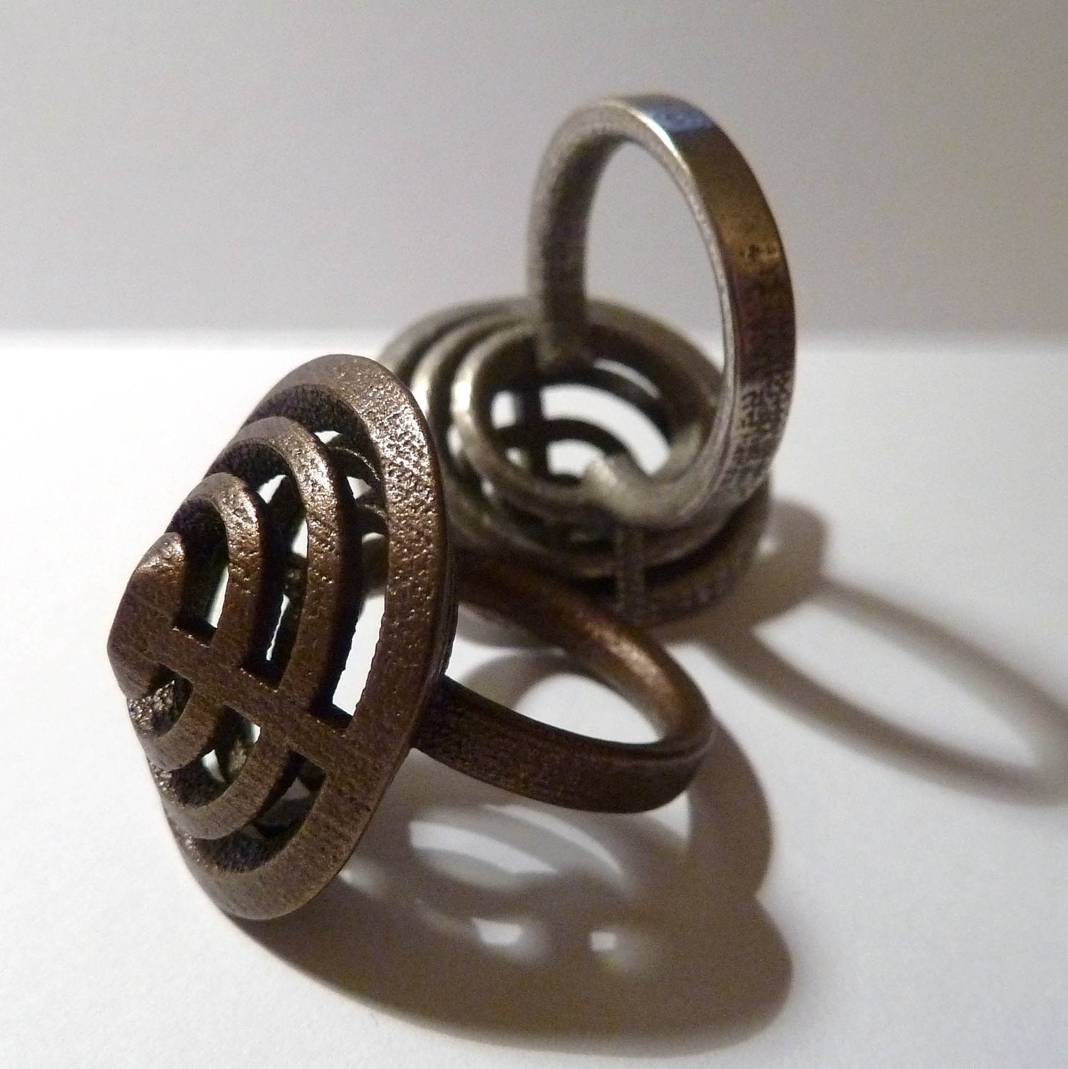 Ziggurat ring 3D printed steel