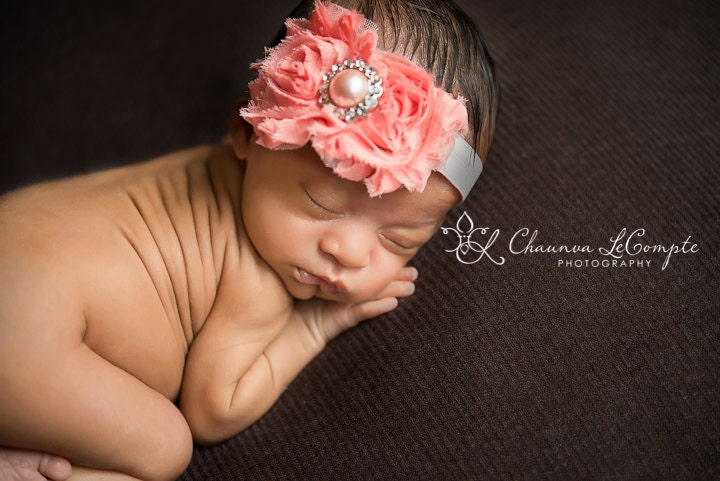 Light pink chiffon headband, baby headband, adult headband, infant headband, child headband