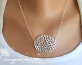 Chrysanthemum Necklace in Silver - Dainty Flower Charm - Perfect Gift - Sterling Silver Chain -  Gift Boxed - morganprather
