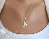 Deer Necklace - White Grey Cute Deer Charm Pendant - Sterling Silver Chain - morganprather