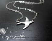 SALE - Soaring Sparrow Suspended Necklace - Minimal Dainty Little Bird Pendant - Suspended on Sterling Silver Fine Chain - morganprather