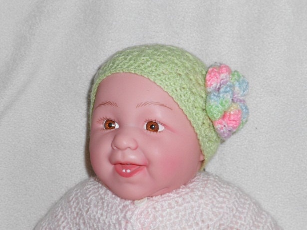 Infant Girls Cloche Flowered Beanie Hat, 14"