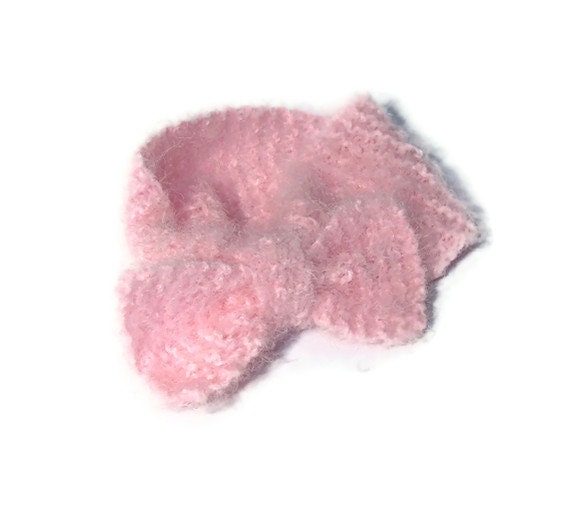 Knitted Headband With A Bow - Pink - ArlenesBoutique