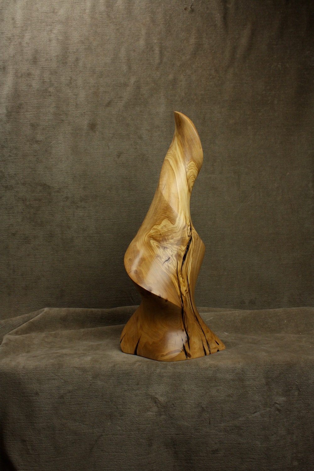 Abstract Art Wood Carving Sculpture, Fathers Day, Anniversary Gift for Her, Him, Olive Wood by Gary Burns the Treewiz, Handmade in Oregon
