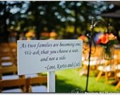 Custom Seating Sign. As two families are becoming one with a stake. Choose a seat, Pick a Seat not a side with Bride and Grooms name.