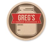 Custom Canning Jar Labels Personalized with Name on Rustic Kraft Label / 2.5 inch circle