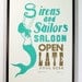 Sirens and Sailors, Linocut Letterpress Poster