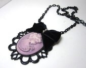 Victorian Silhouette Vintage Style Large Dust Rose Cameo Pendant