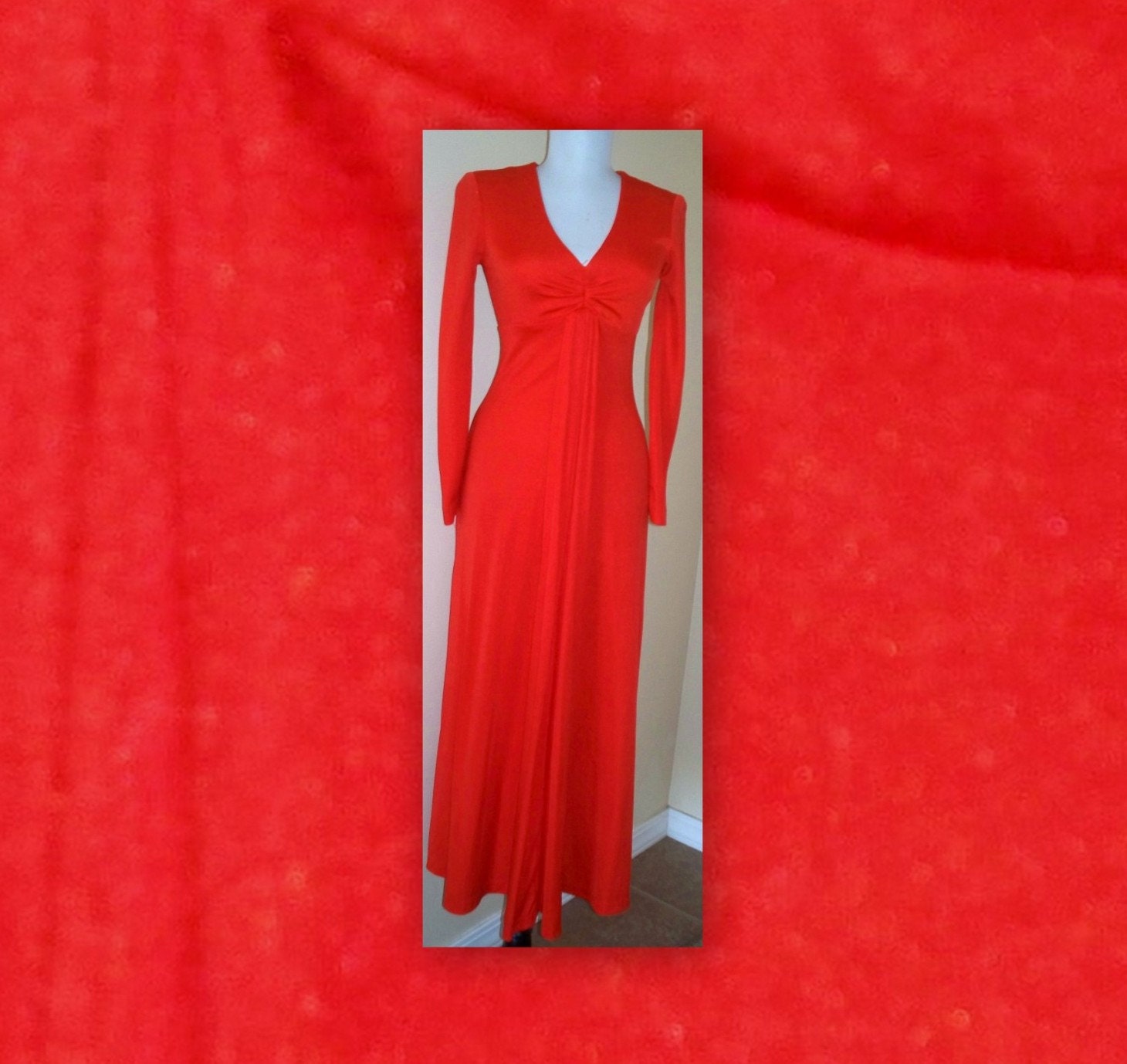 Racey Red - Disco - 1970s vintage - dancing queen- maxi dress