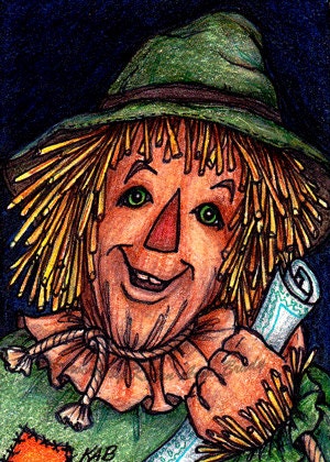 Oz ACEO Series open edition art print titled "Scarecrow" by Karen Anne Brady